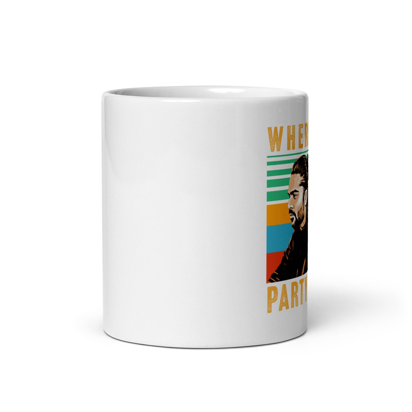 Where is the Party Tonight - U1 x STR White glossy mug